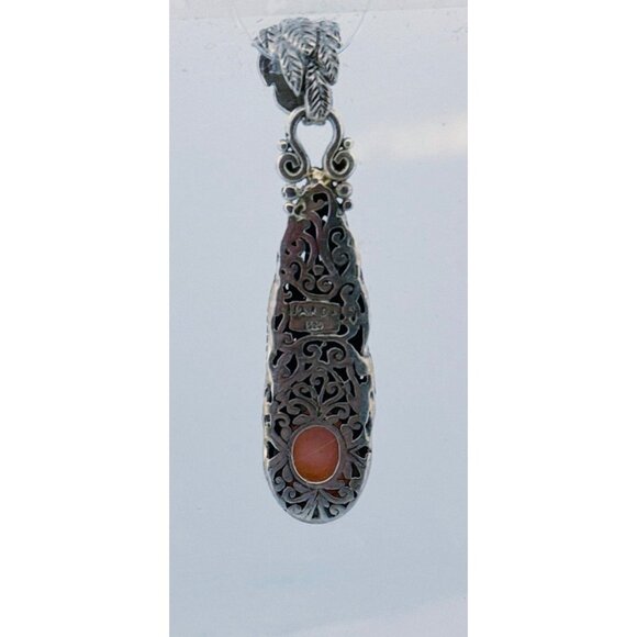 Estate SARDA Sterling Silver 925 Pink Gemstone Pendant Ornate Bali Design - Picture 3 of 9